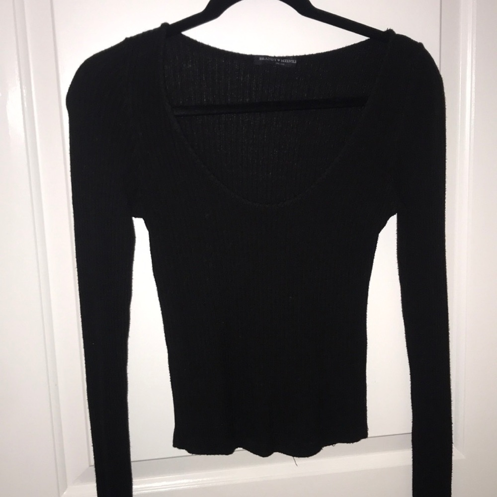 Black Long Sleeve Crop Top